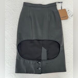Burberry Black Leather Skirt
